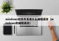 windows软件开发用什么编程语言（windows的编程语言）